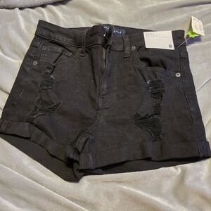 Aeropostale Black Distressed Jean Shorts
